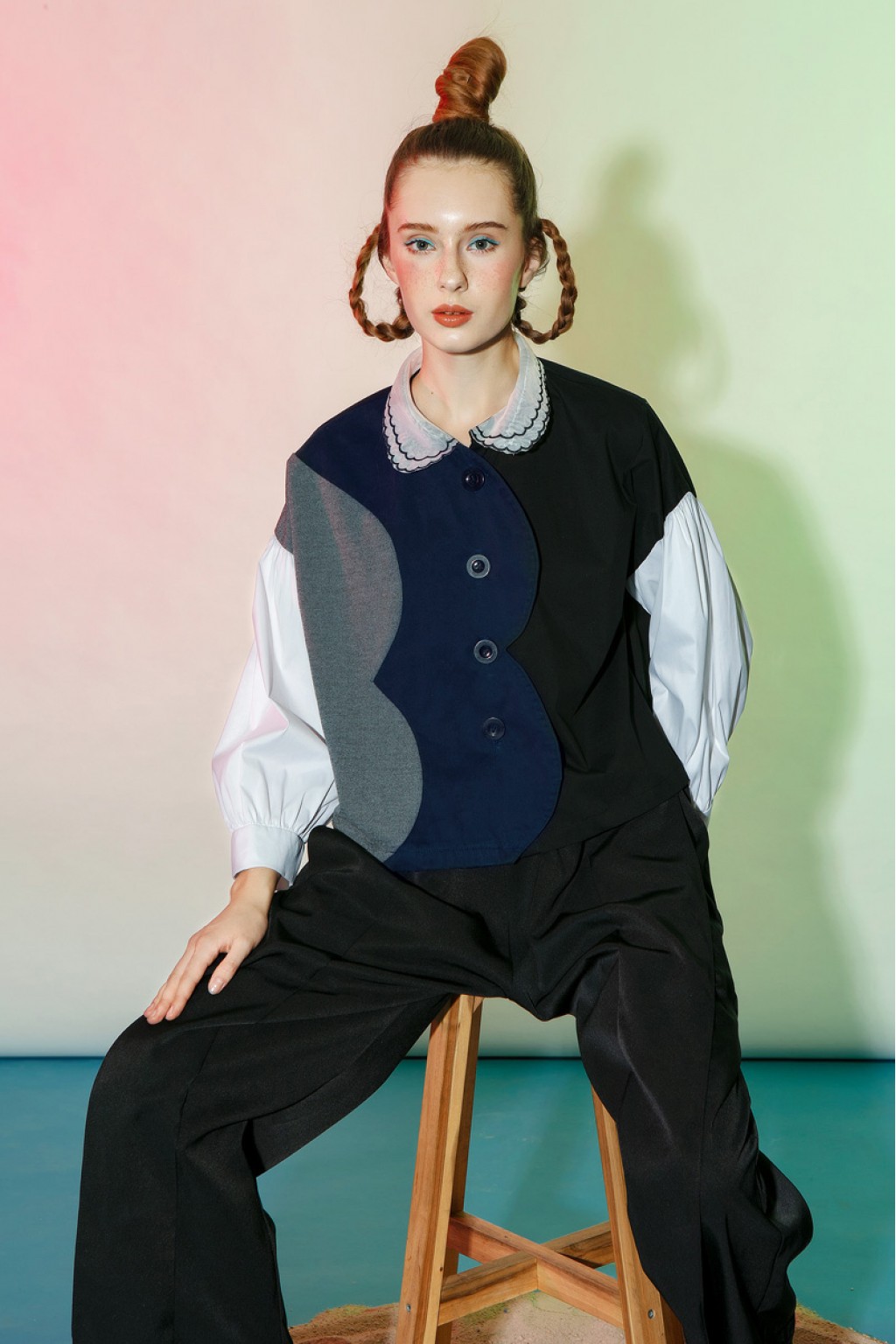 LANA SHIRT BLACK/ NAVY